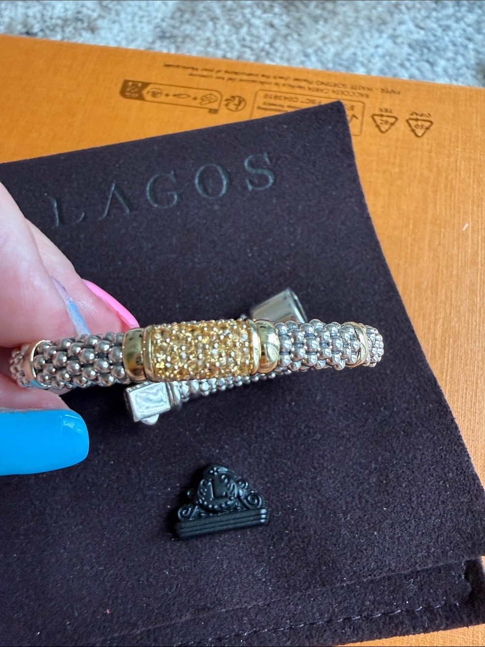 Pavé Accent Mesh Bracelet - Silver with Gold Pavé - Picture 4 of 6